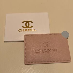 Chanel Cosmetic Square Mirror With Leather Case Light Pastel Pink Luxury New
